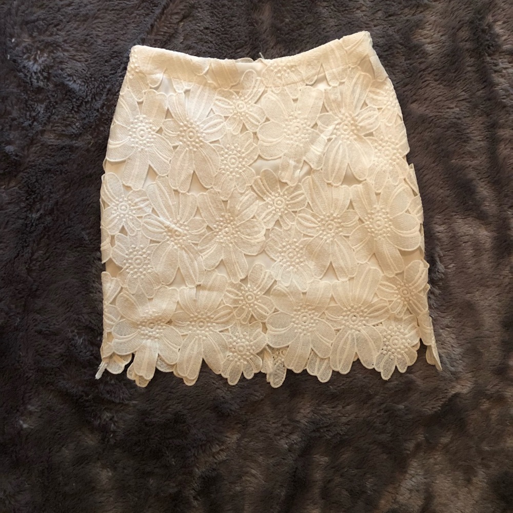 White floral skirt